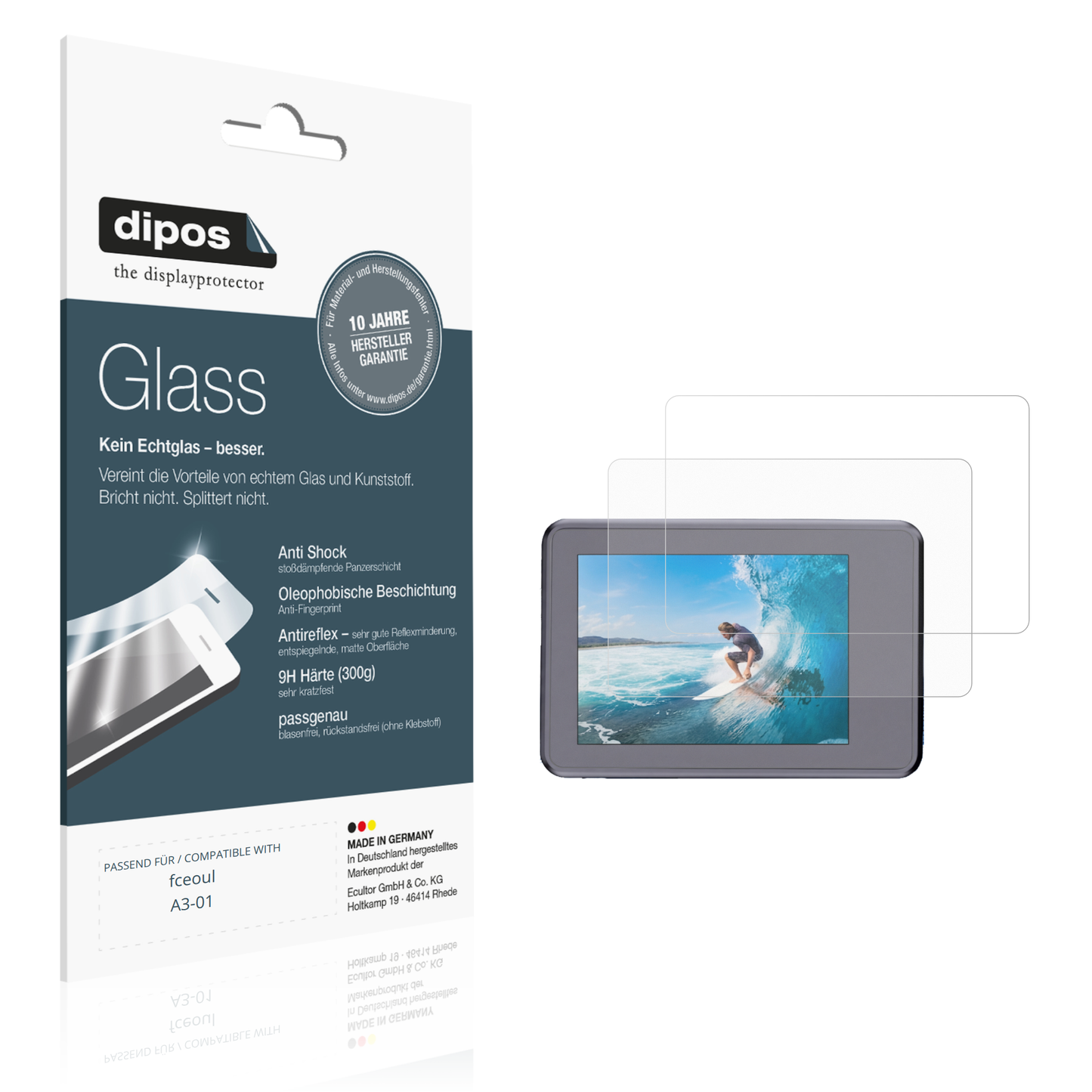 Matte Displayschutzfolie von dipos passend für fceoul A3-01, 9H kratzfest und blasenfrei montiert