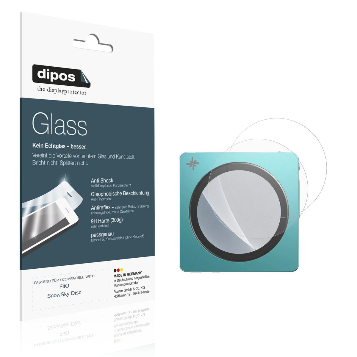 Matte Displayschutzfolie von dipos passend für FiiO SnowSky Disc, 9H kratzfest und blasenfrei montiert