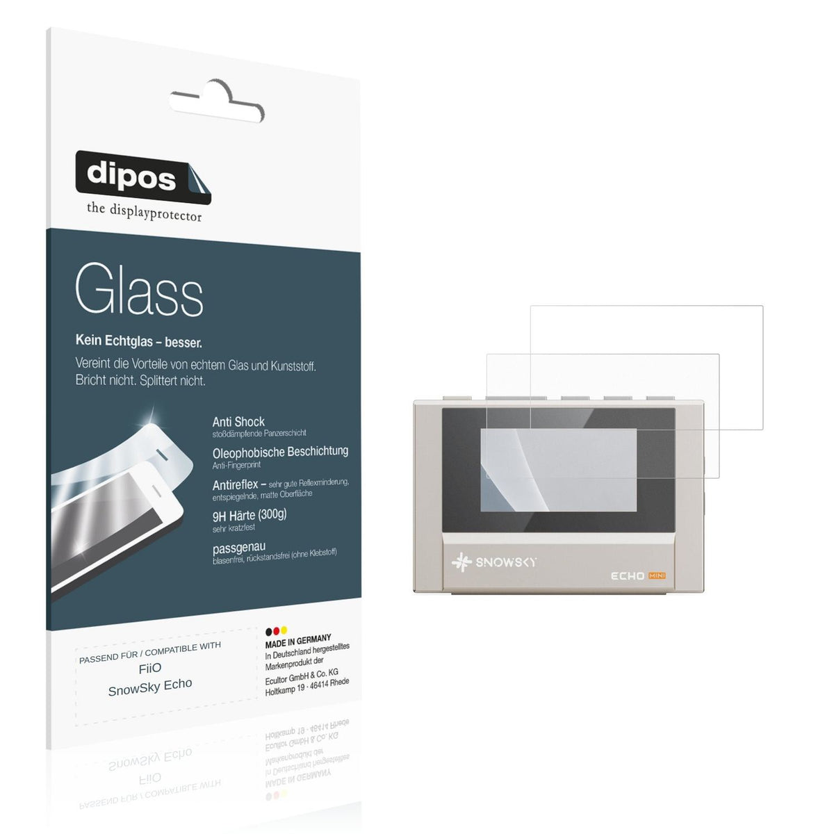 Matte Displayschutzfolie von dipos passend für FiiO SnowSky Echo, 9H kratzfest und blasenfrei montiert