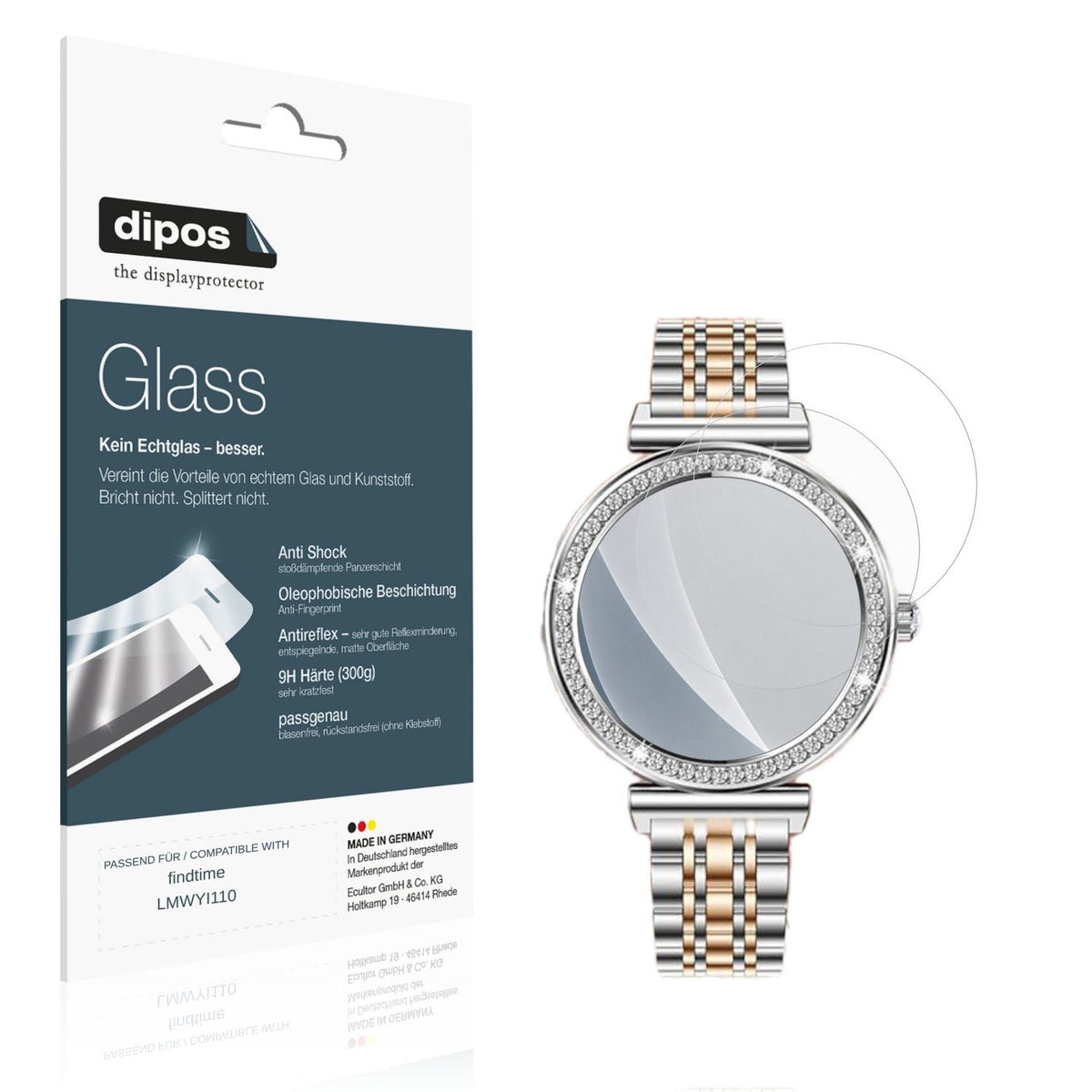 Matte Displayschutzfolie von dipos passend für findtime LMWYI110, 9H kratzfest und blasenfrei montiert