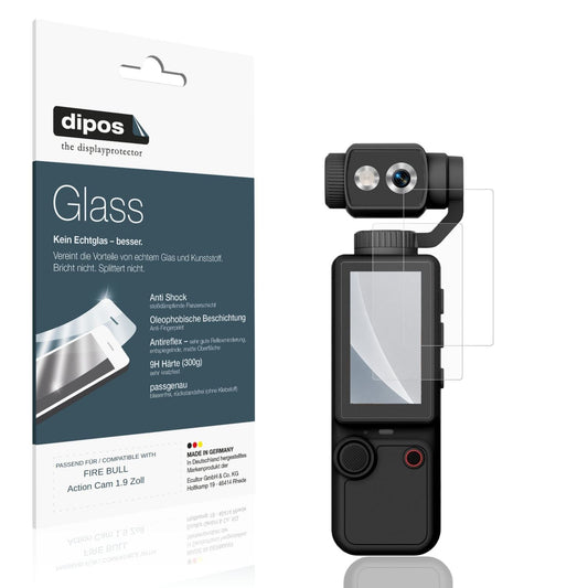 Matte Displayschutzfolie von dipos passend für FIRE BULL Action Cam 1.9 Zoll, 9H kratzfest und blasenfrei montiert