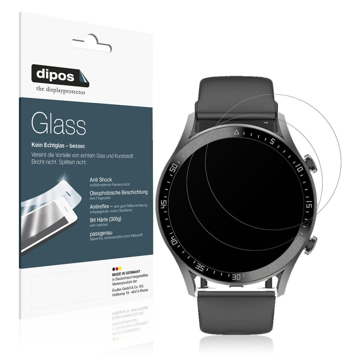 Matte Displayschutzfolie von dipos passend für Fireboltt Talk 2, 9H kratzfest und blasenfrei montiert