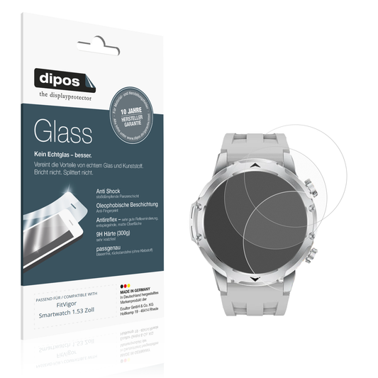 Matte Displayschutzfolie von dipos passend für FitVigor Smartwatch 1.53 Zoll, 9H kratzfest und blasenfrei montiert