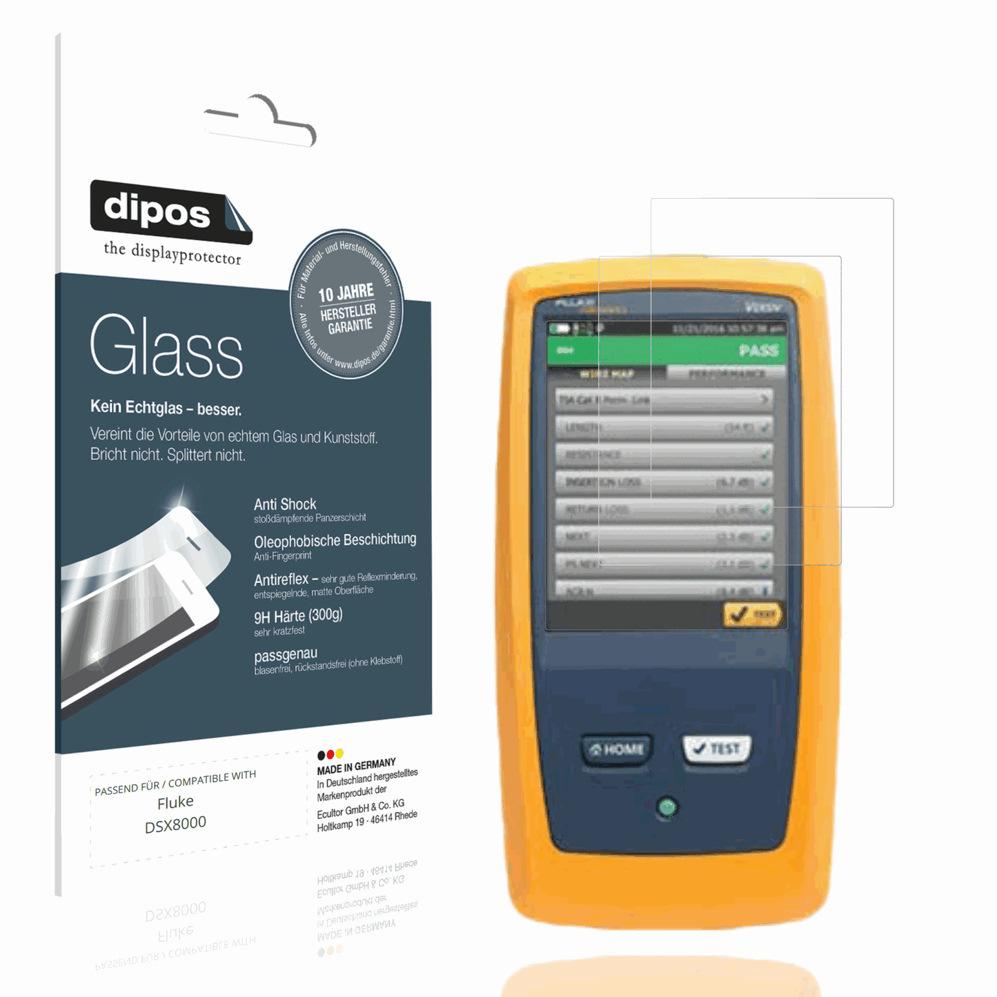 Matte Displayschutzfolie von dipos passend für Fluke DSX8000, 9H kratzfest und blasenfrei montiert