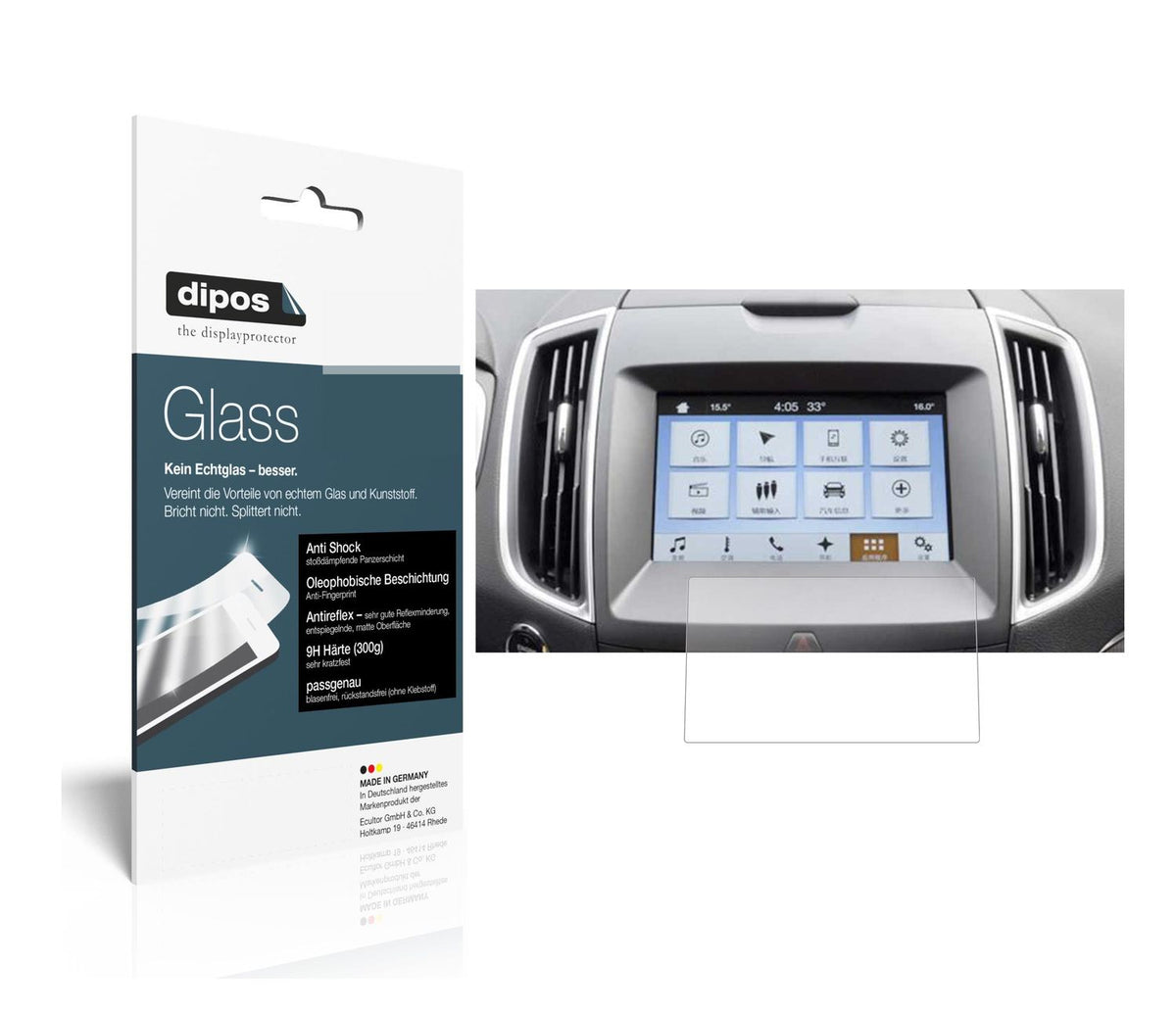 Matte Displayschutzfolie von dipos passend für Ford Ranger Wildtrak Navigation Sync3, 9H kratzfest und blasenfrei montiert