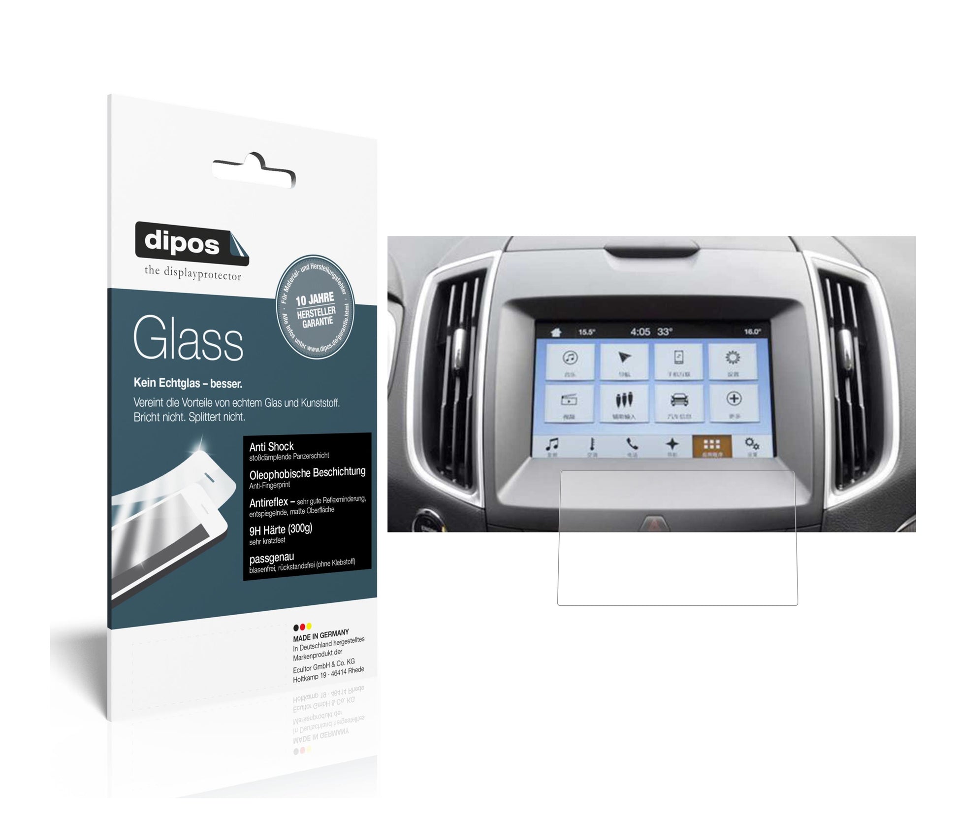 Matte Displayschutzfolie von dipos passend für Ford Ranger Wildtrak Navigation Sync3, 9H kratzfest und blasenfrei montiert