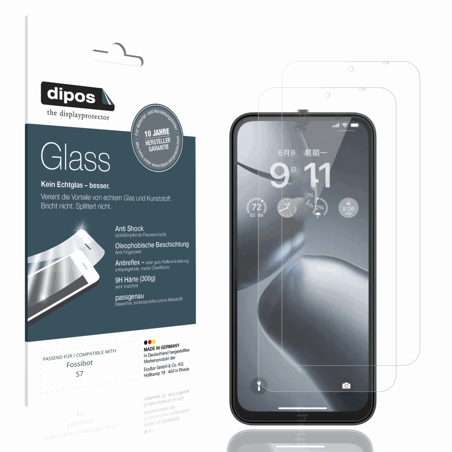 Matte Displayschutzfolie von dipos passend für Fossibot S7, 9H kratzfest und blasenfrei montiert
