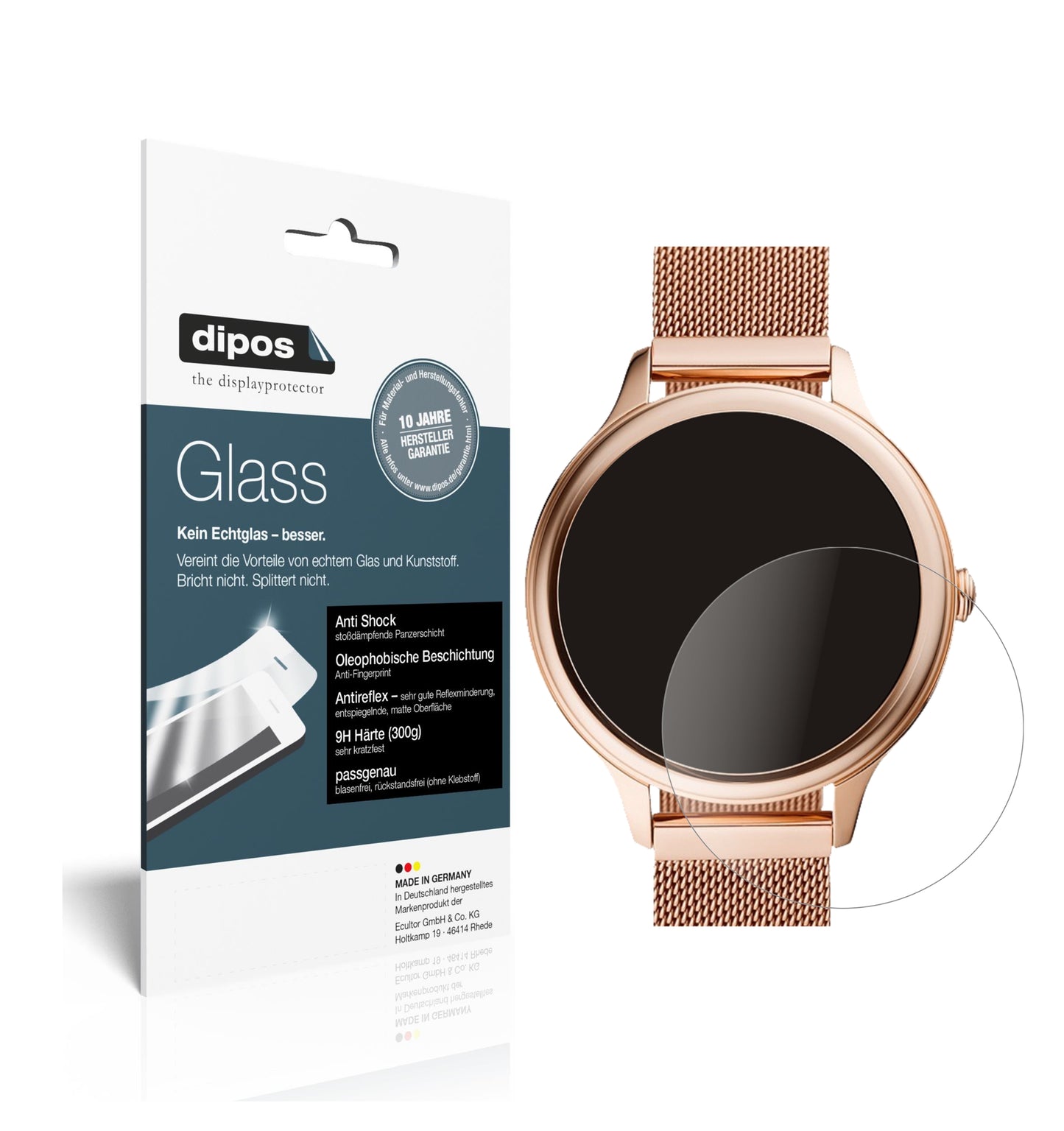 Matte Displayschutzfolie von dipos passend für Fossil Gen 5E (42mm), 9H kratzfest und blasenfrei montiert
