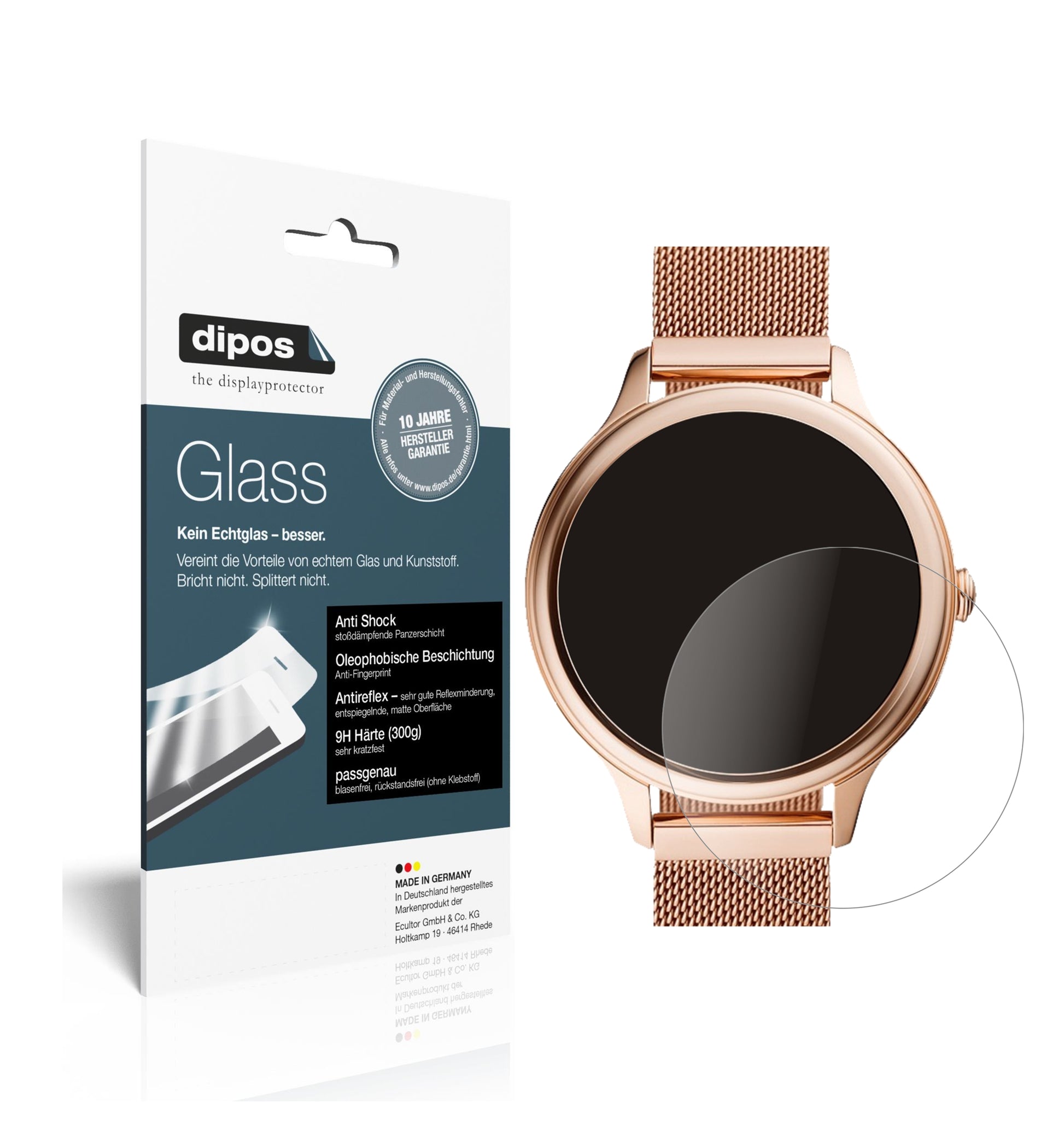 Matte Displayschutzfolie von dipos passend für Fossil Gen 5E (42mm), 9H kratzfest und blasenfrei montiert