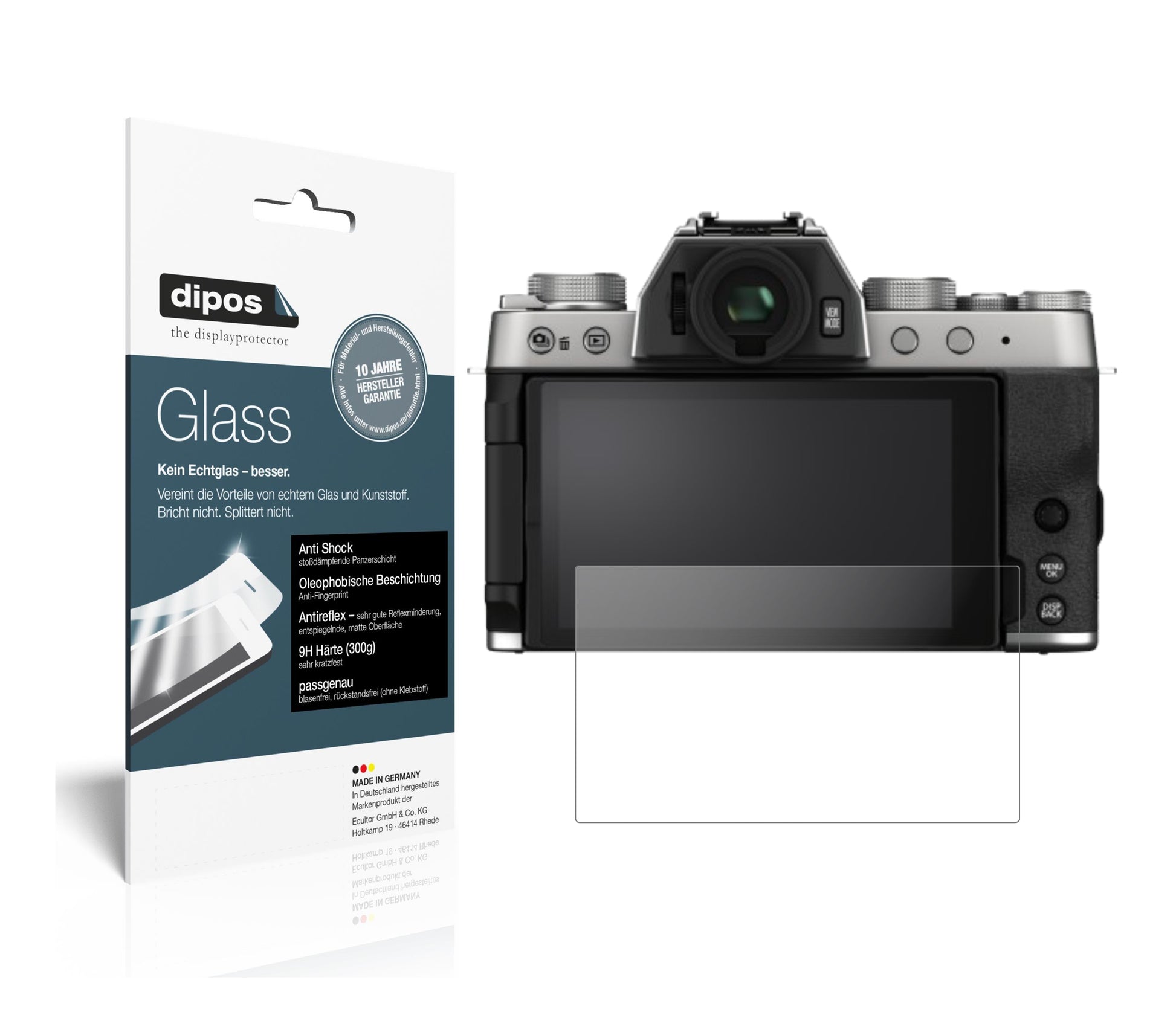 Matte Displayschutzfolie von dipos passend für Fujifilm X-T200, 9H kratzfest und blasenfrei montiert