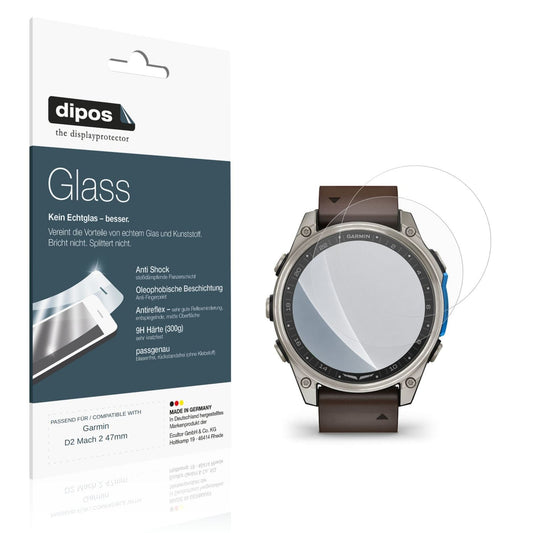 Matte Displayschutzfolie von dipos passend für Garmin D2 Mach 2 47mm, 9H kratzfest und blasenfrei montiert