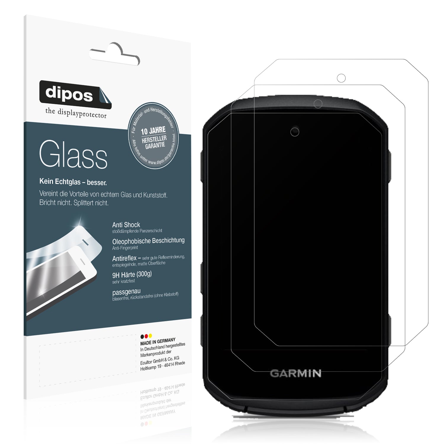 Matte Displayschutzfolie von dipos passend für Garmin Edge 550, 9H kratzfest und blasenfrei montiert