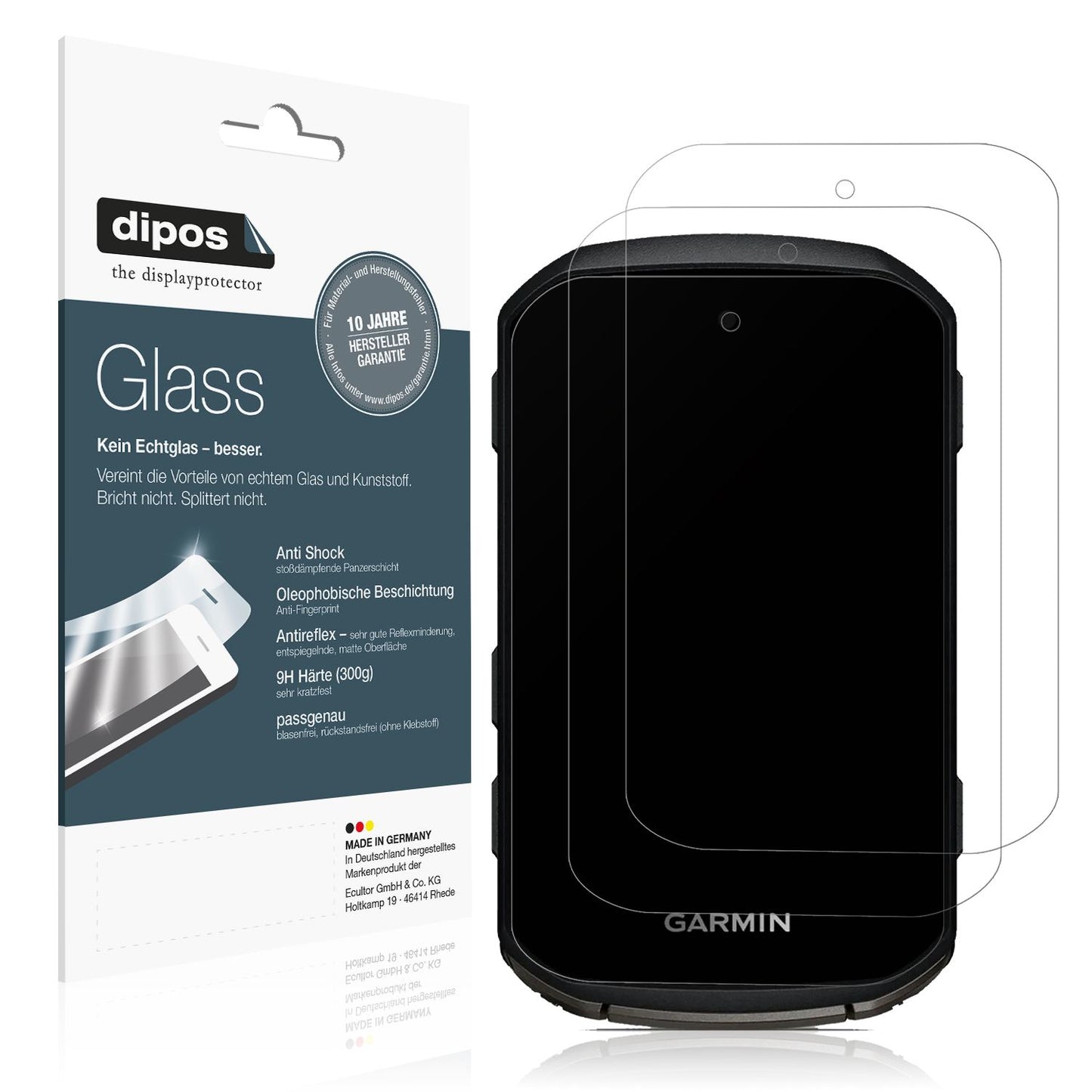 Matte Displayschutzfolie von dipos passend für Garmin Edge 850, 9H kratzfest und blasenfrei montiert