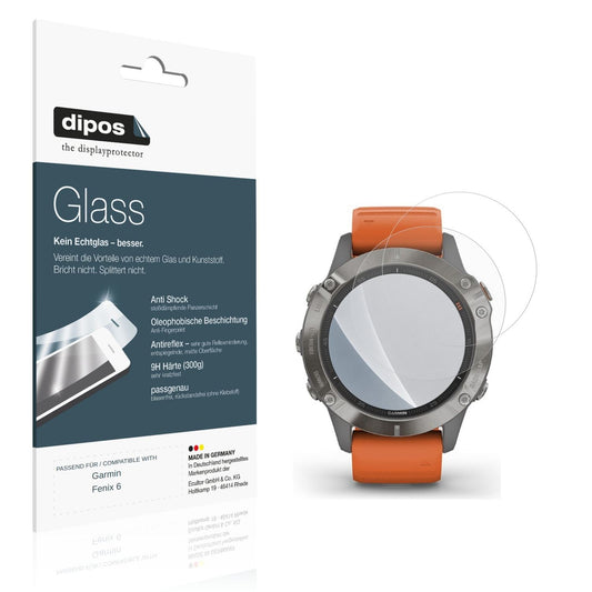 Matte Displayschutzfolie von dipos passend für Garmin Fenix 6, 9H kratzfest und blasenfrei montiert