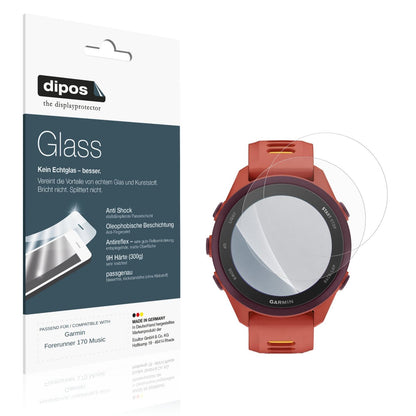 Matte Displayschutzfolie von dipos passend für Garmin Forerunner 170 Music, 9H kratzfest und blasenfrei montiert