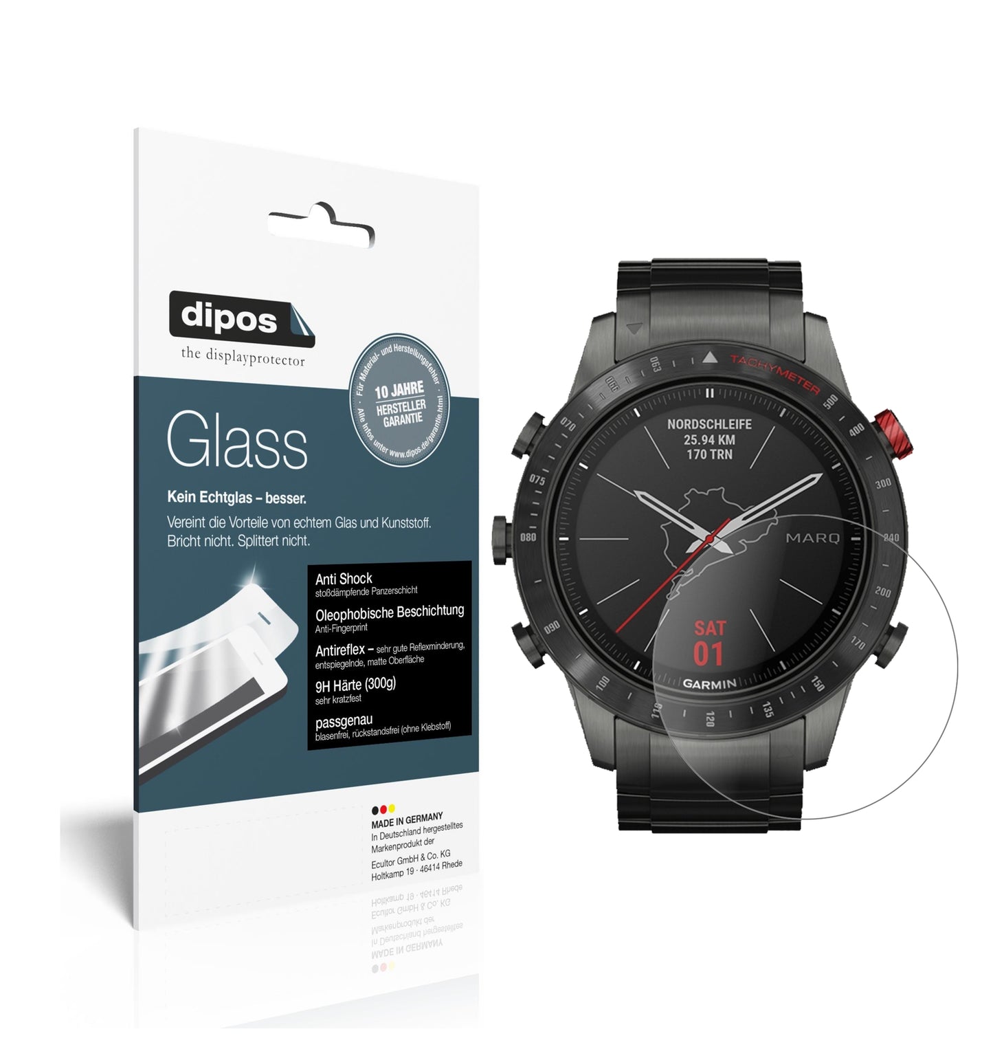 Matte Displayschutzfolie von dipos passend für Garmin MARQ Driver, 9H kratzfest und blasenfrei montiert
