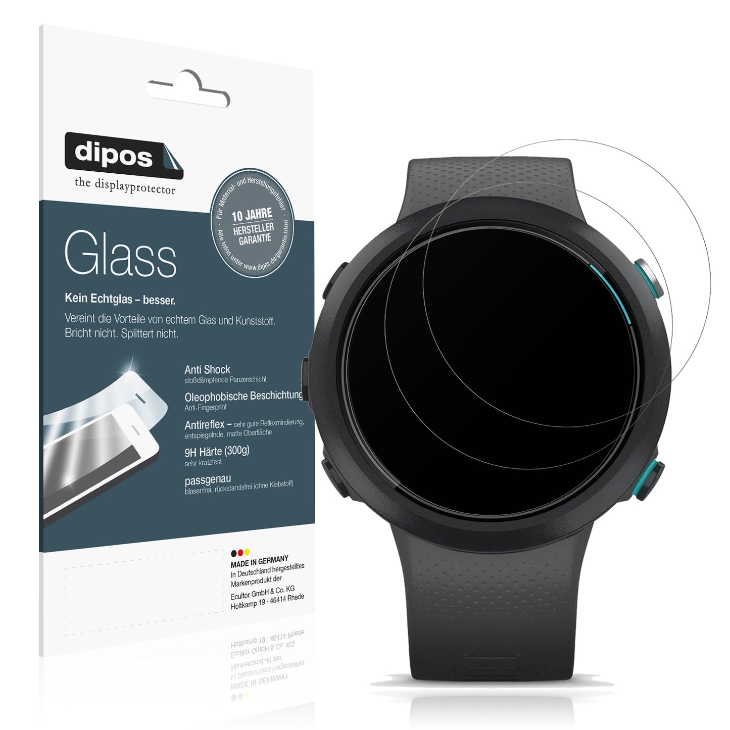 Matte Displayschutzfolie von dipos passend für Garmin Swim 2, 9H kratzfest und blasenfrei montiert