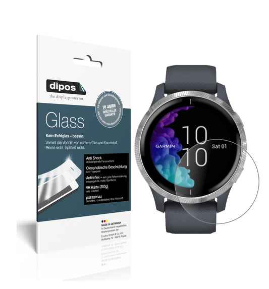 Matte Displayschutzfolie von dipos passend für Garmin Venu (43mm), 9H kratzfest und blasenfrei montiert