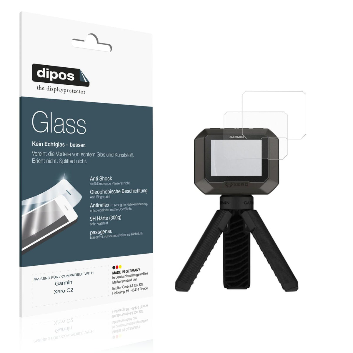 Matte Displayschutzfolie von dipos passend für Garmin Xero C2, 9H kratzfest und blasenfrei montiert