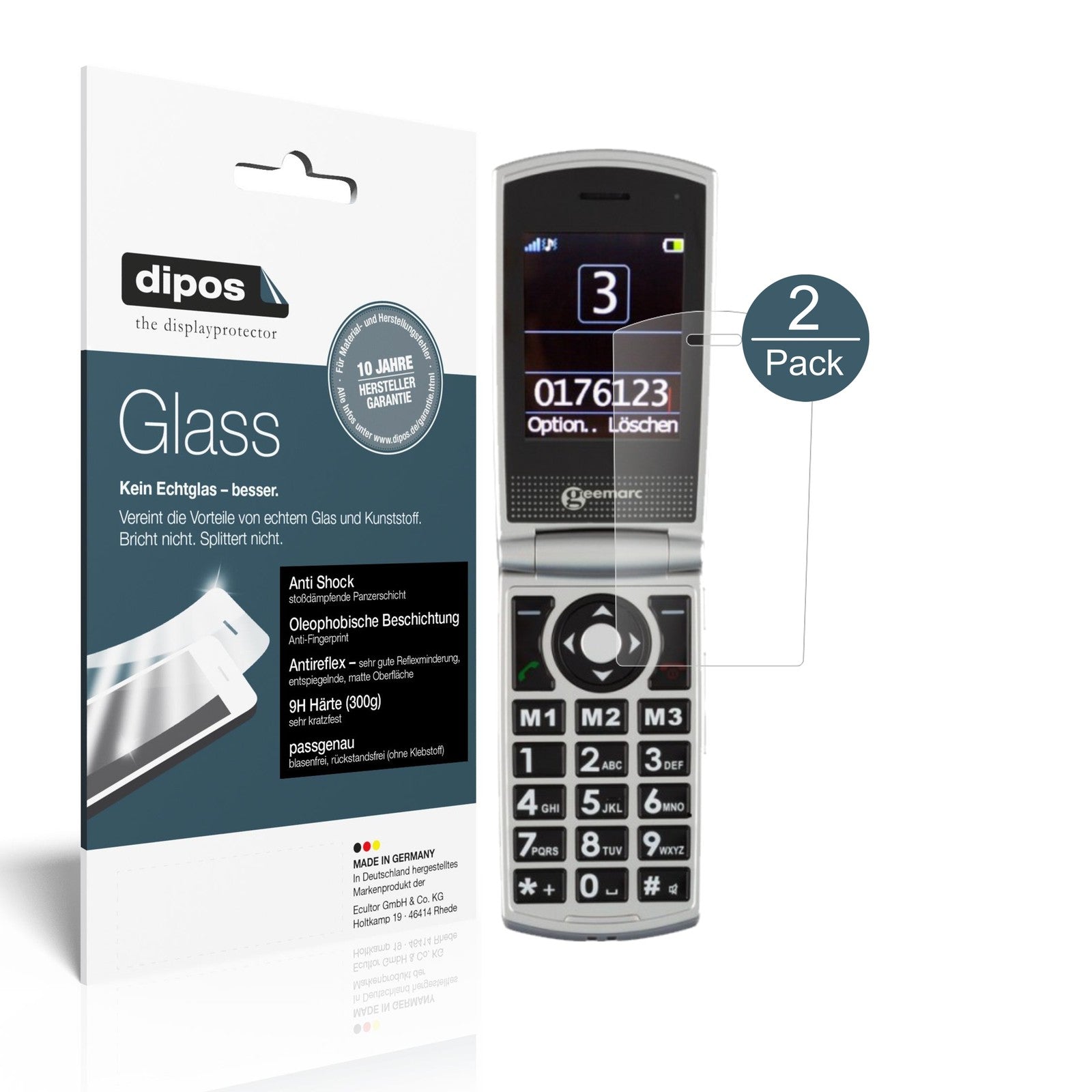 Matte Displayschutzfolie von dipos passend für Geemarc CL 8450, 9H kratzfest und blasenfrei montiert