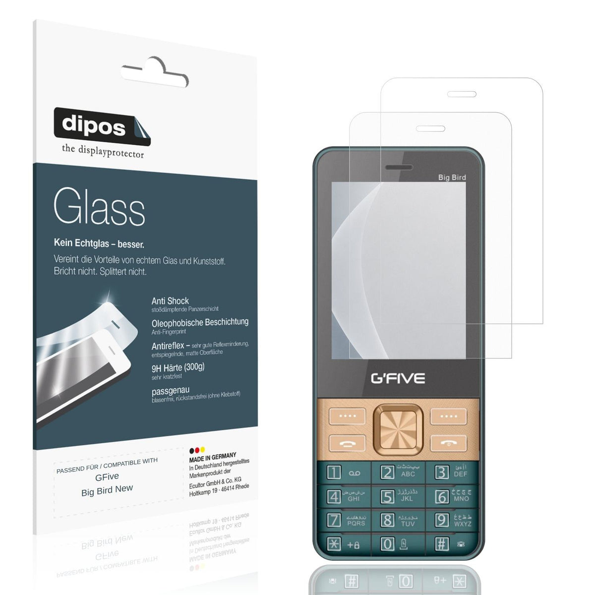 Matte Displayschutzfolie von dipos passend für GFive Big Bird New, 9H kratzfest und blasenfrei montiert