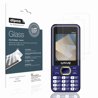 Matte Displayschutzfolie von dipos passend für GFive Hero New, 9H kratzfest und blasenfrei montiert
