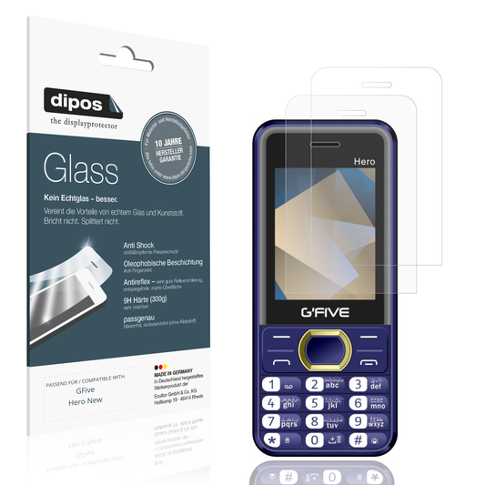 Matte Displayschutzfolie von dipos passend für GFive Hero New, 9H kratzfest und blasenfrei montiert