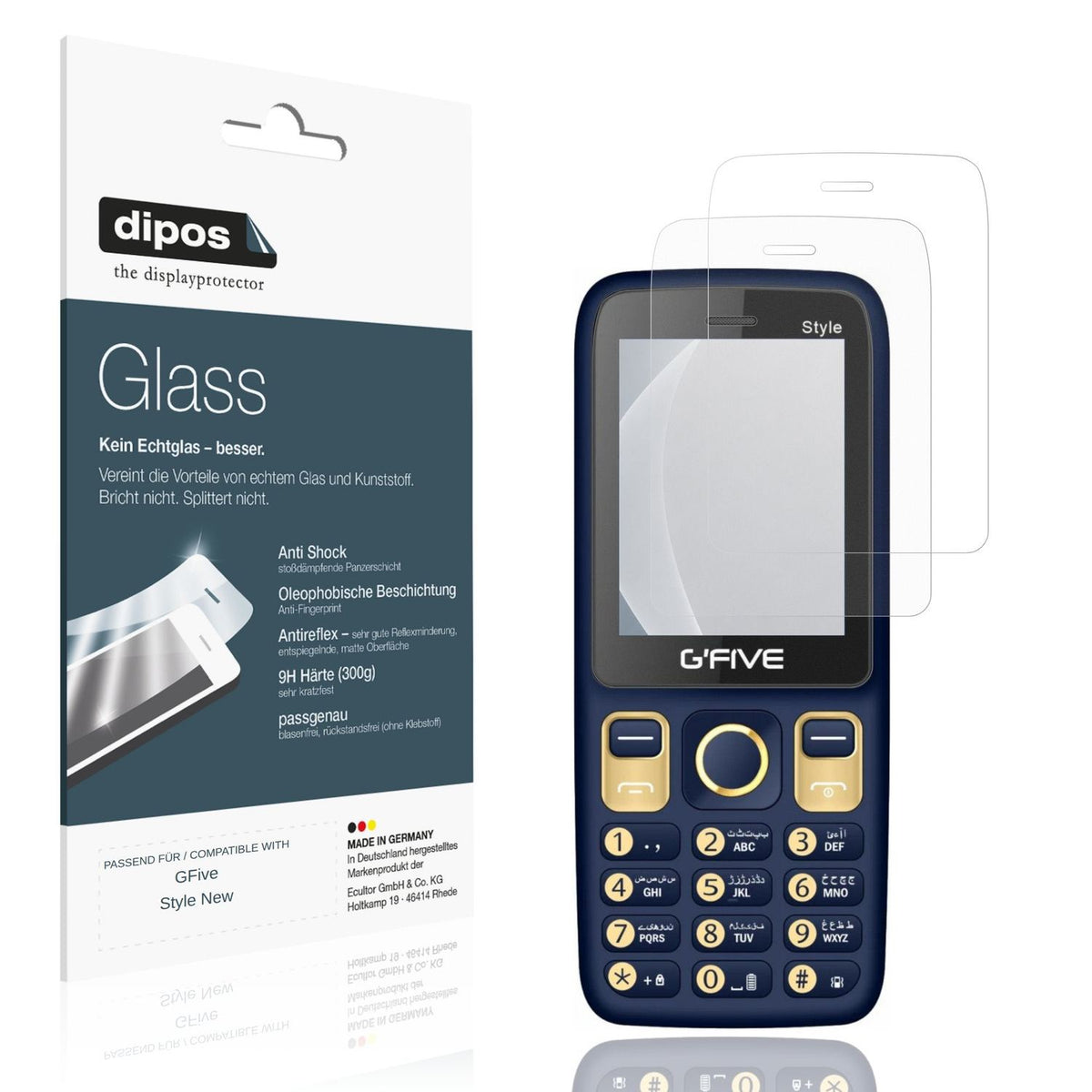 Matte Displayschutzfolie von dipos passend für GFive Style New, 9H kratzfest und blasenfrei montiert