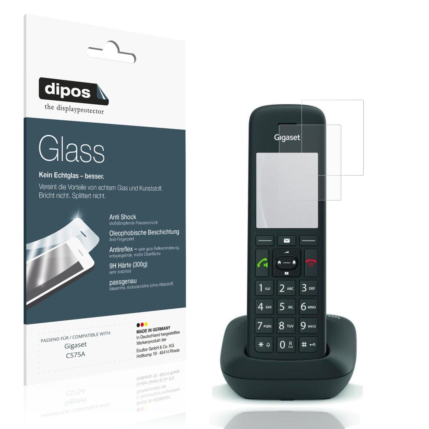 Matte Displayschutzfolie von dipos passend für Gigaset C575A, 9H kratzfest und blasenfrei montiert