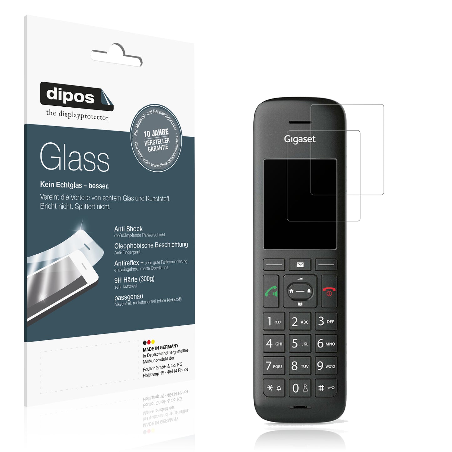 Matte Displayschutzfolie von dipos passend für Gigaset CE 575 HX, 9H kratzfest und blasenfrei montiert