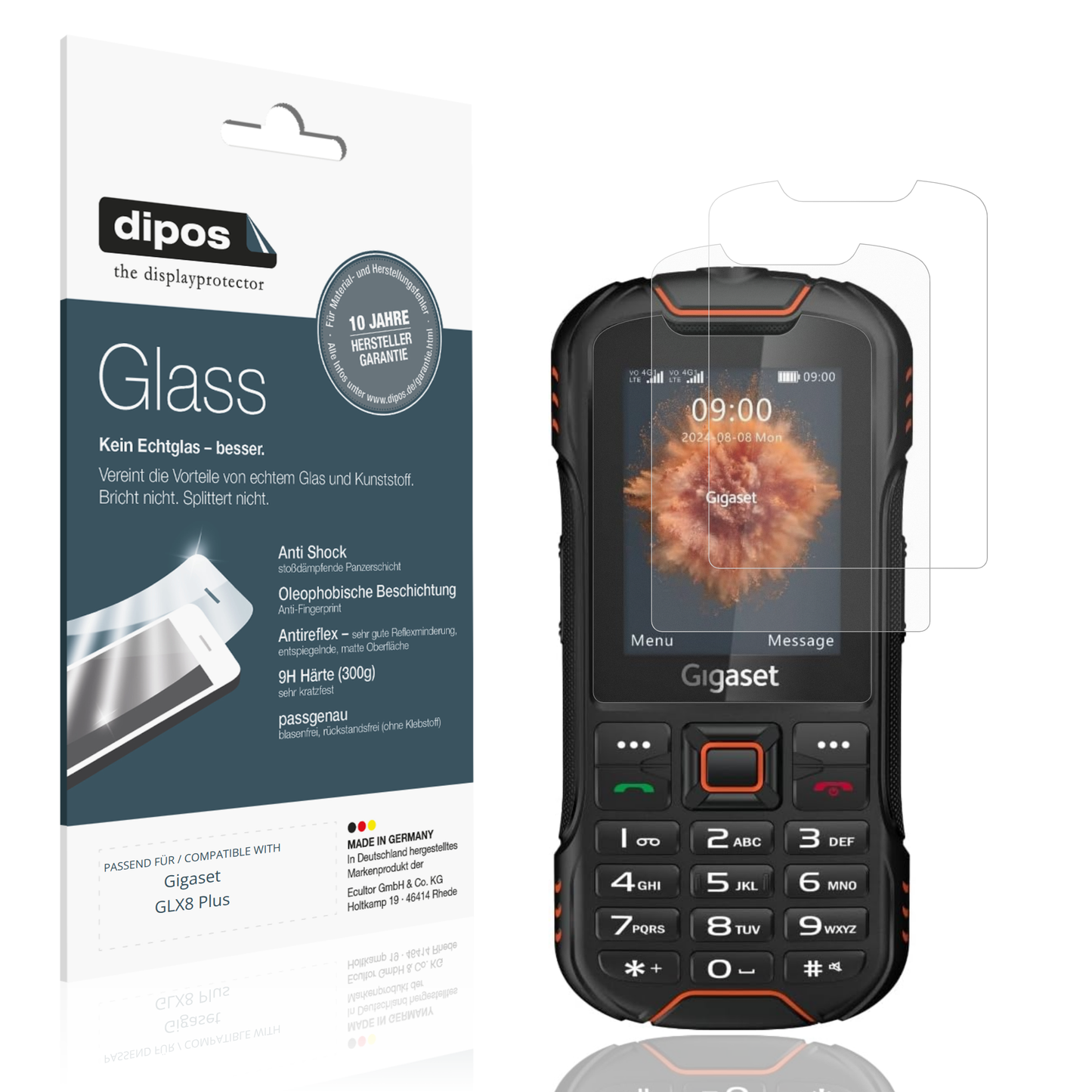 Matte Displayschutzfolie von dipos passend für Gigaset GLX8 Plus, 9H kratzfest und blasenfrei montiert