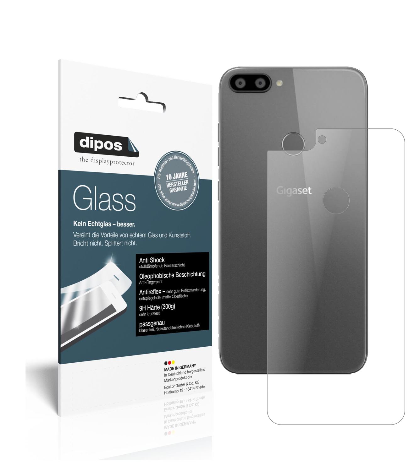 Matte Displayschutzfolie von dipos passend für Gigaset GS195 Pummelphone Rückseite, 9H kratzfest und blasenfrei montiert