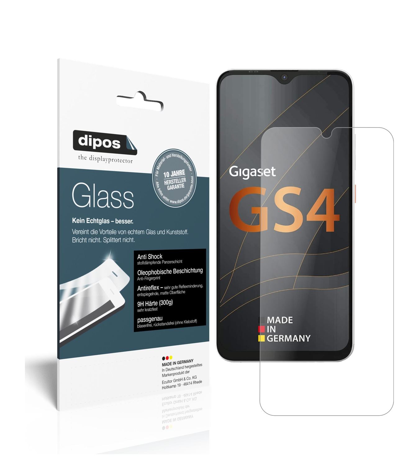 Matte Displayschutzfolie von dipos passend für Gigaset GS4, 9H kratzfest und blasenfrei montiert