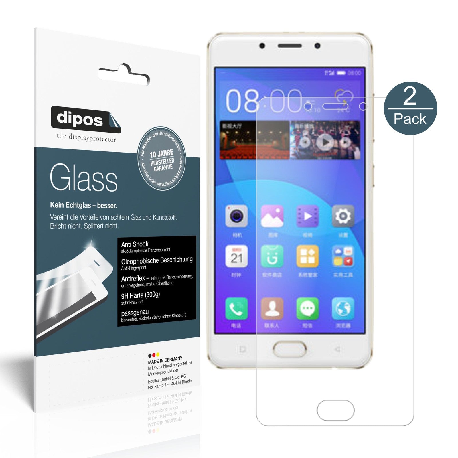 Matte Displayschutzfolie von dipos passend für Gionee F5, 9H kratzfest und blasenfrei montiert