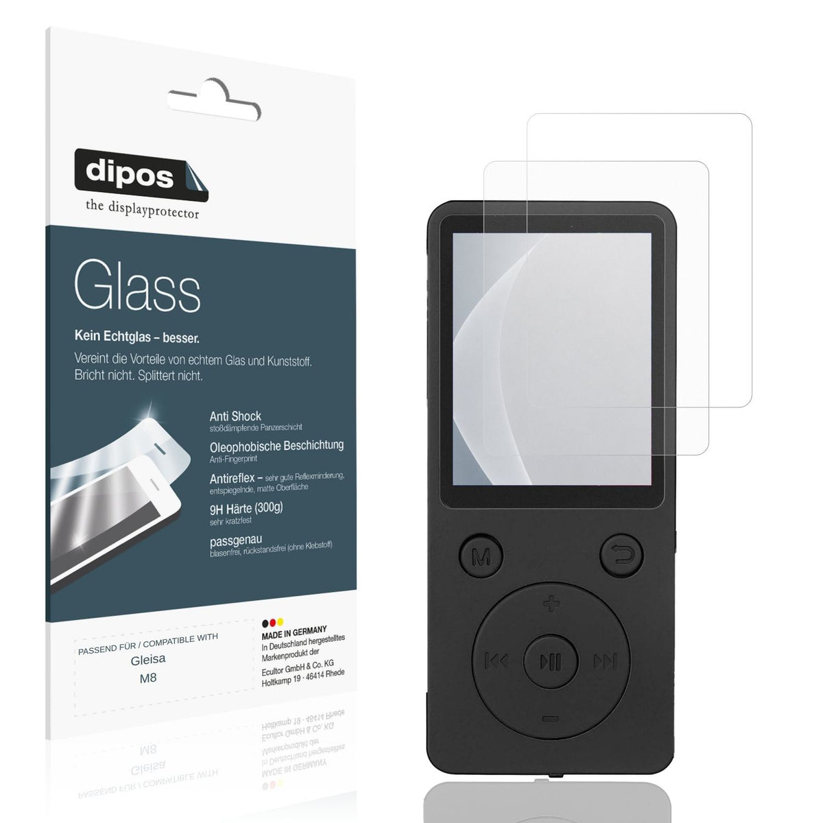 Matte Displayschutzfolie von dipos passend für Gleisa M8, 9H kratzfest und blasenfrei montiert