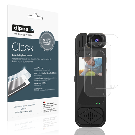 Matte Displayschutzfolie von dipos passend für Glomc Mini-Sportkamera, 9H kratzfest und blasenfrei montiert
