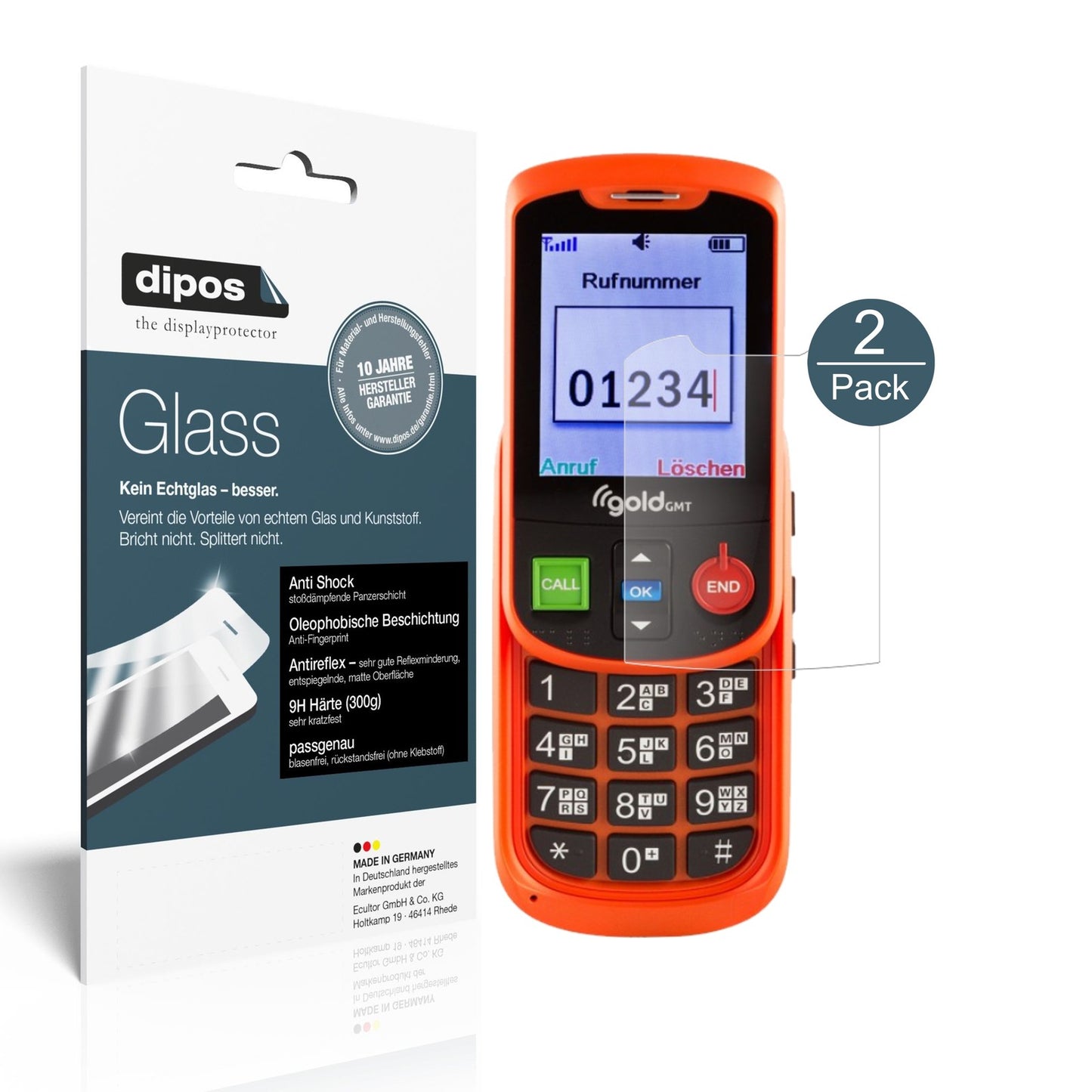 Matte Displayschutzfolie von dipos passend für Gold GMT Alto 2, 9H kratzfest und blasenfrei montiert