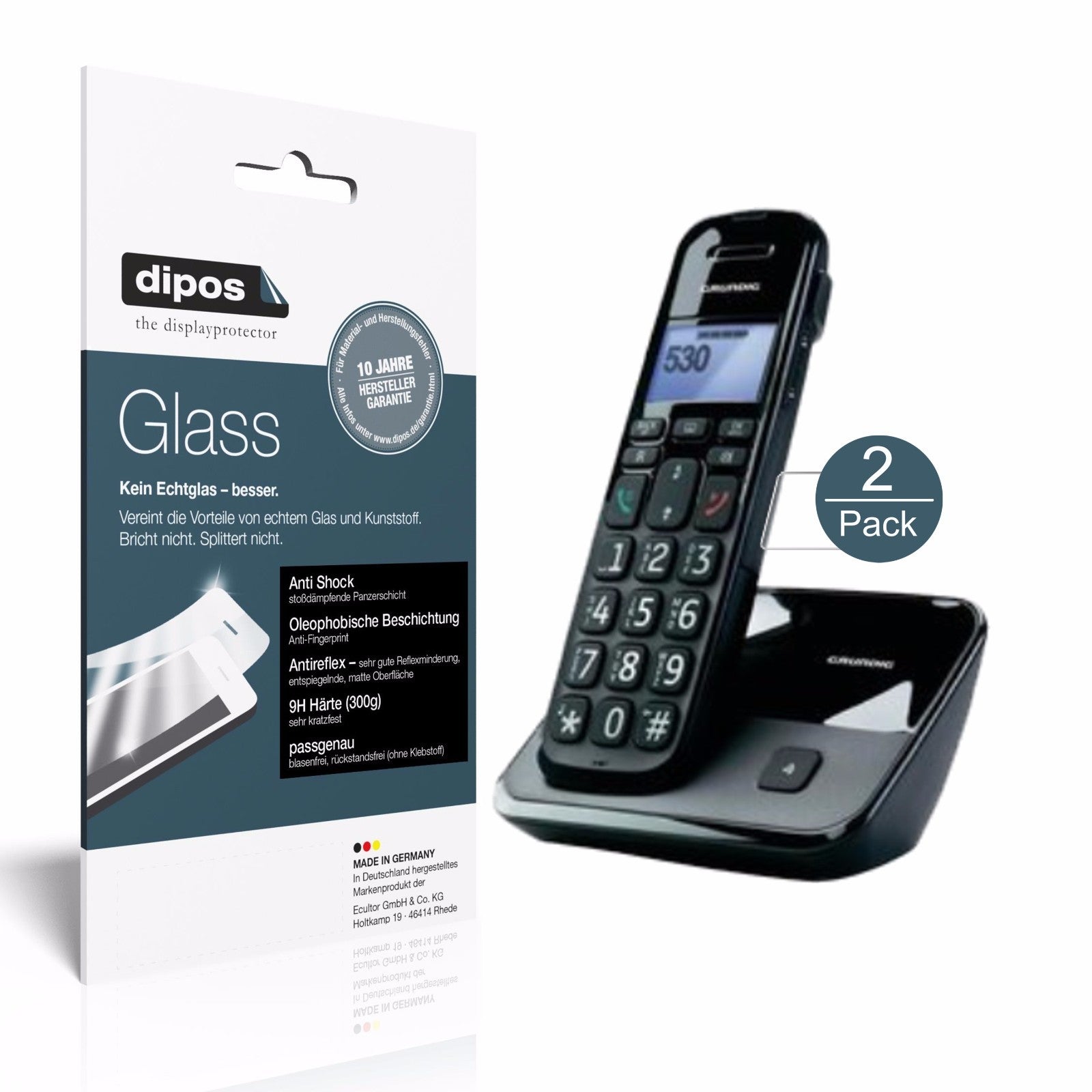 Matte Displayschutzfolie von dipos passend für Grundig D530 / D530P, 9H kratzfest und blasenfrei montiert