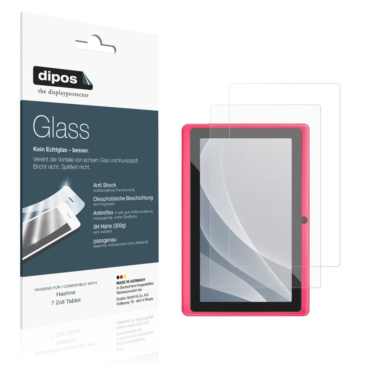 Matte Displayschutzfolie von dipos passend für Haehne 7 Zoll Tablet, 9H kratzfest und blasenfrei montiert