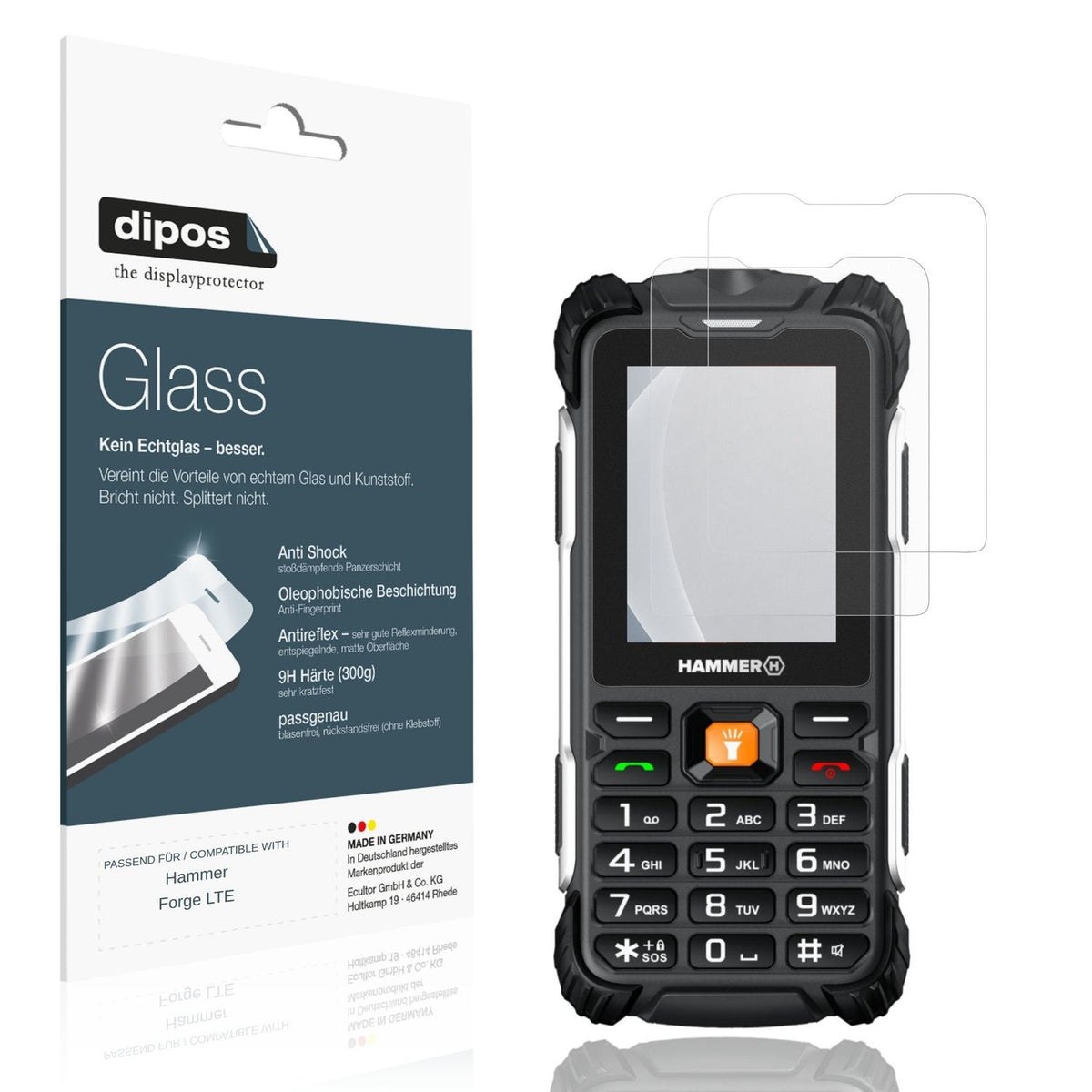 Matte Displayschutzfolie von dipos passend für Hammer Forge LTE, 9H kratzfest und blasenfrei montiert