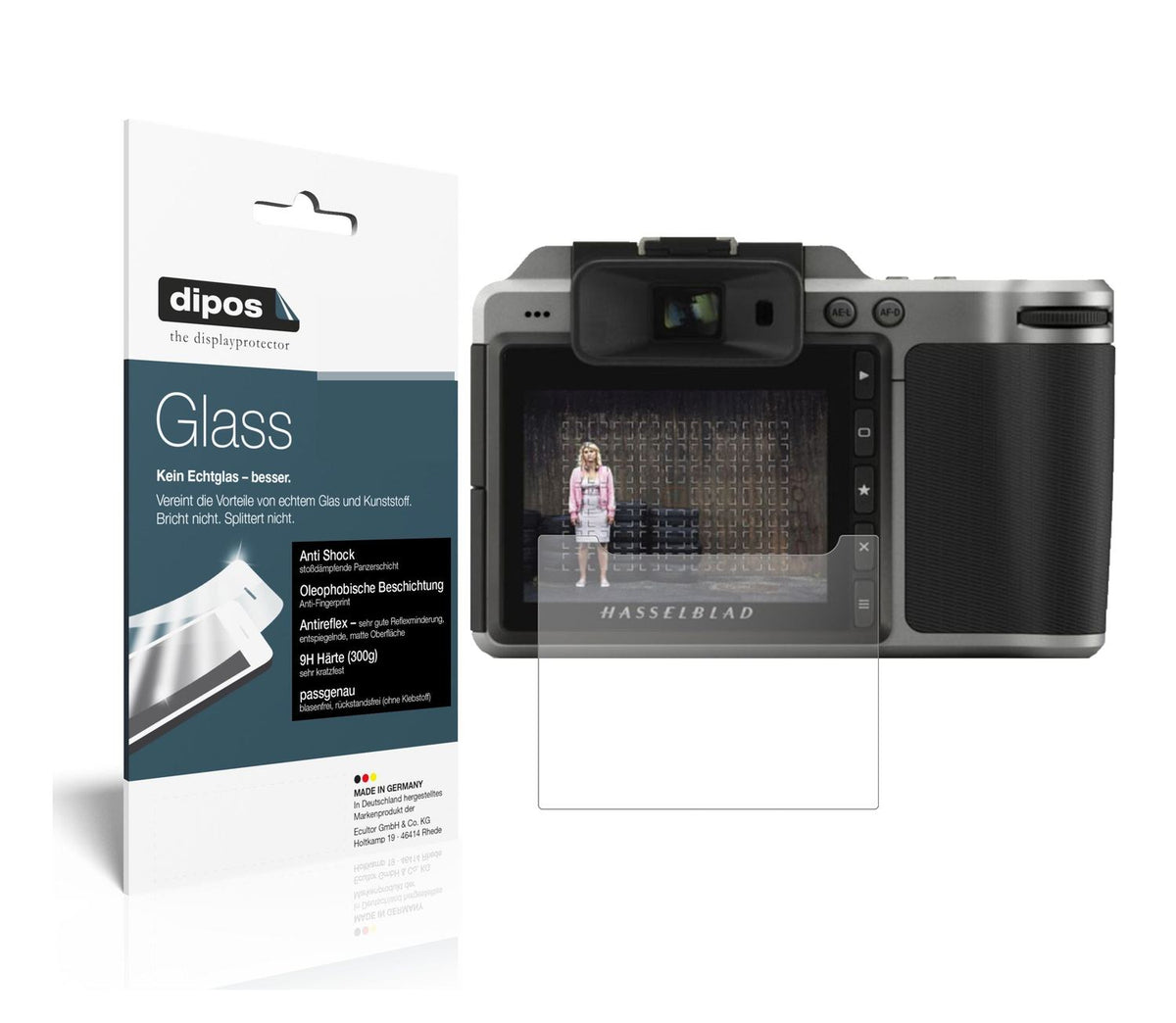 Matte Displayschutzfolie von dipos passend für Hasselblad X1D II 50C, 9H kratzfest und blasenfrei montiert