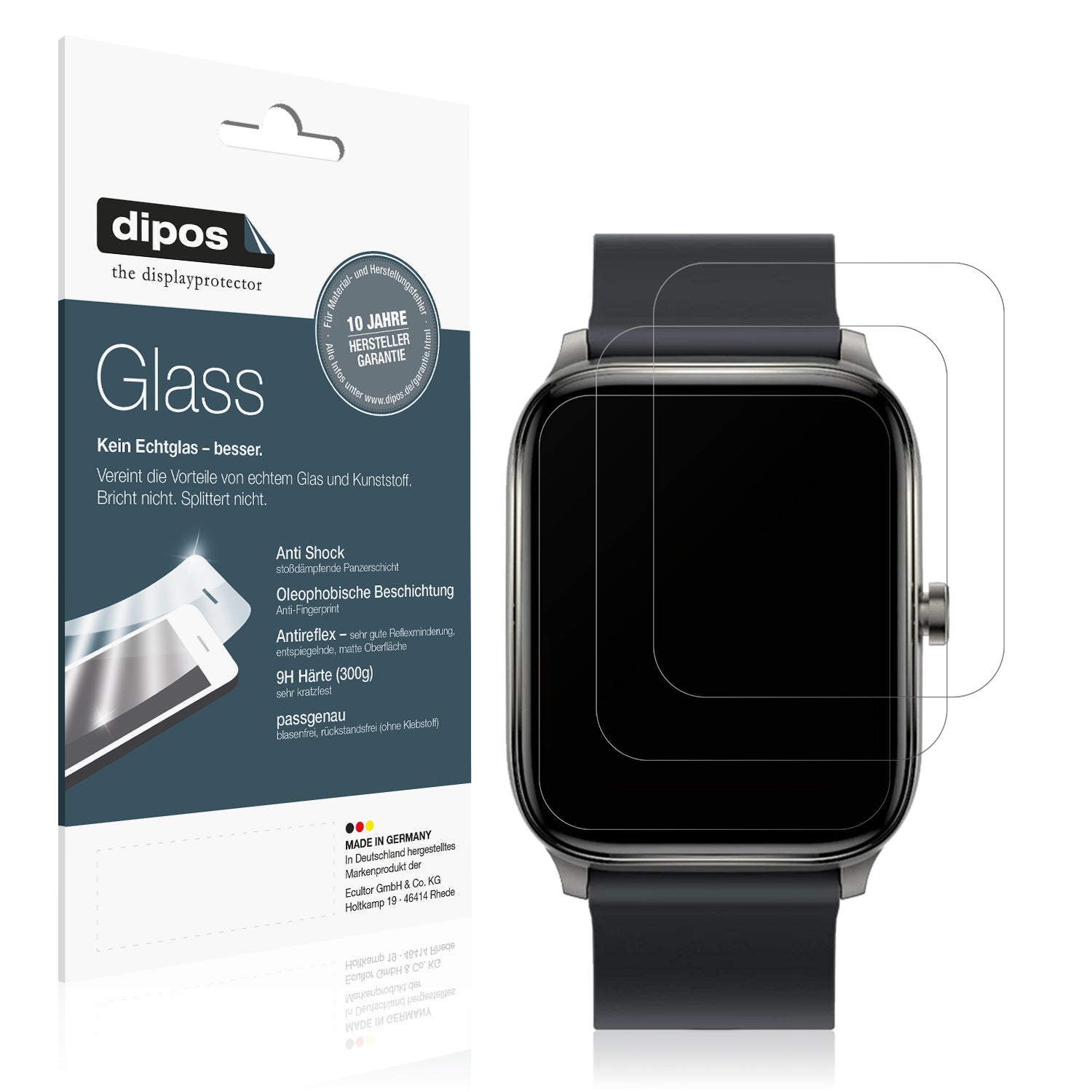 Matte Displayschutzfolie von dipos passend für Haylou GST Smartwatch, 9H kratzfest und blasenfrei montiert