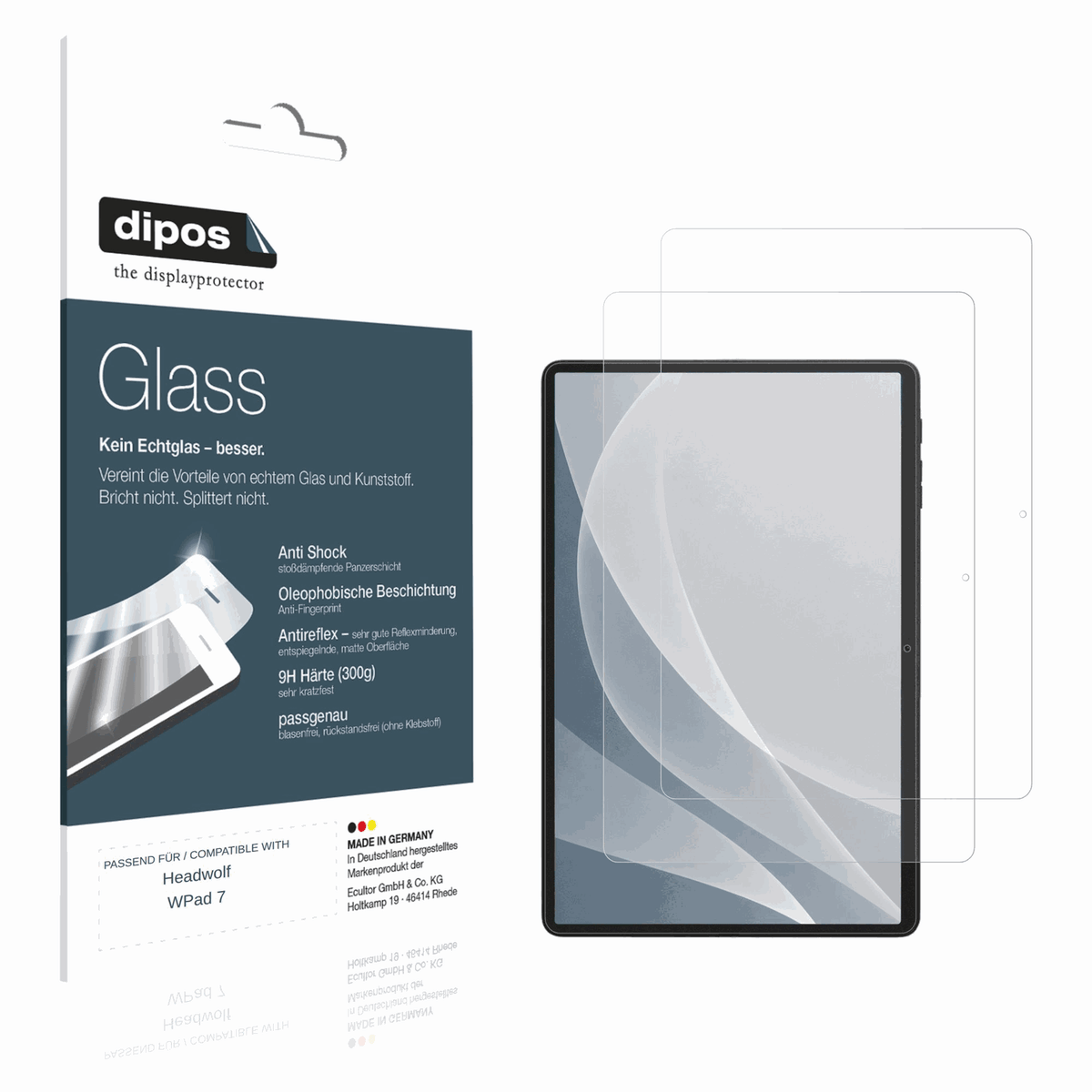 Matte Displayschutzfolie von dipos passend für Headwolf WPad 7, 9H kratzfest und blasenfrei montiert