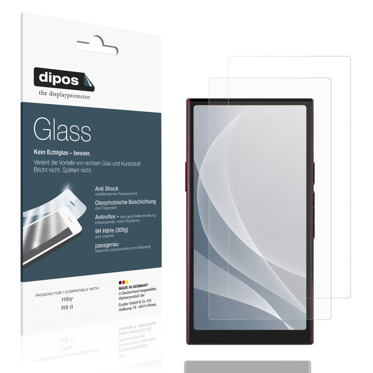 Matte Displayschutzfolie von dipos passend für Hiby R8 II, 9H kratzfest und blasenfrei montiert