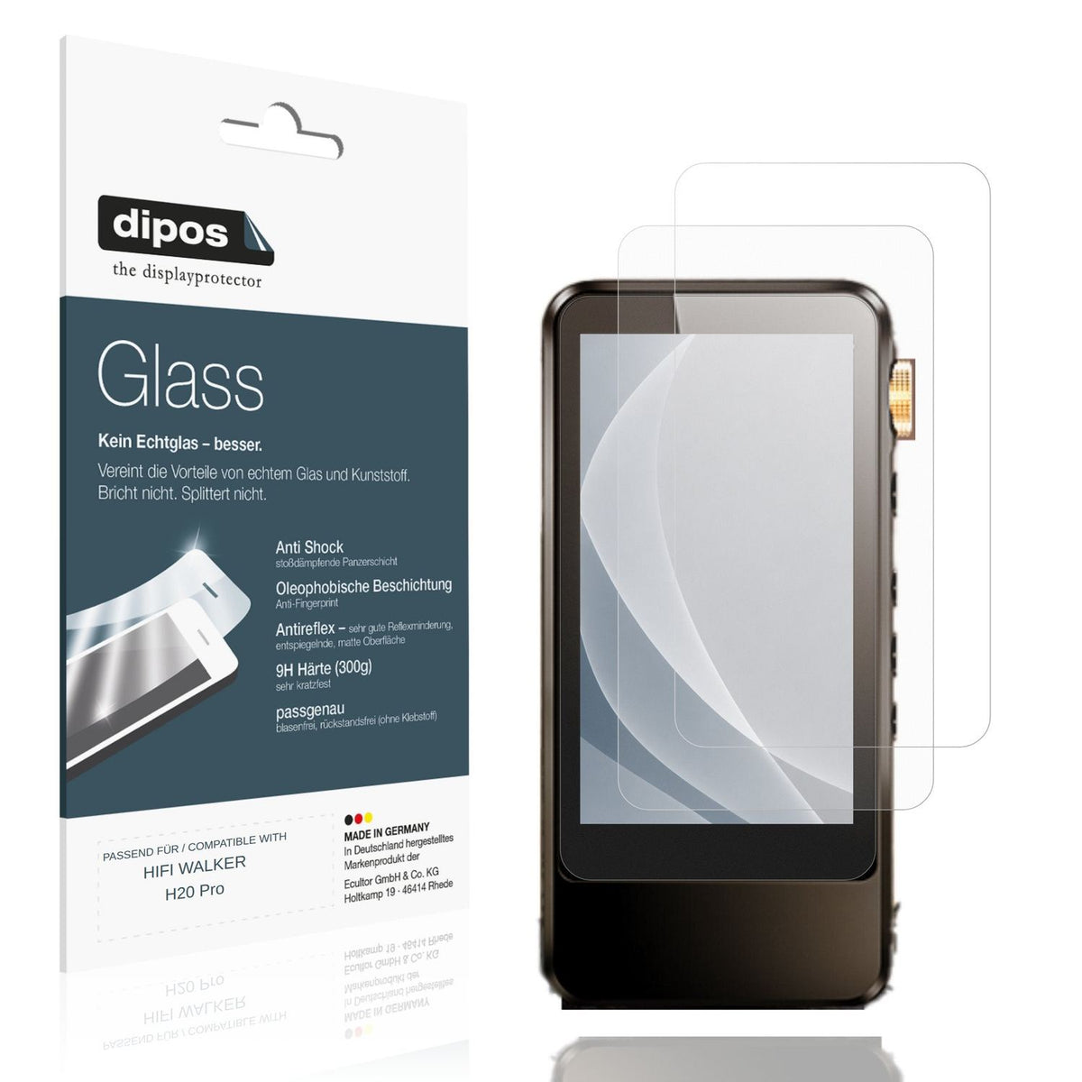 Matte Displayschutzfolie von dipos passend für HIFI WALKER H20 Pro, 9H kratzfest und blasenfrei montiert