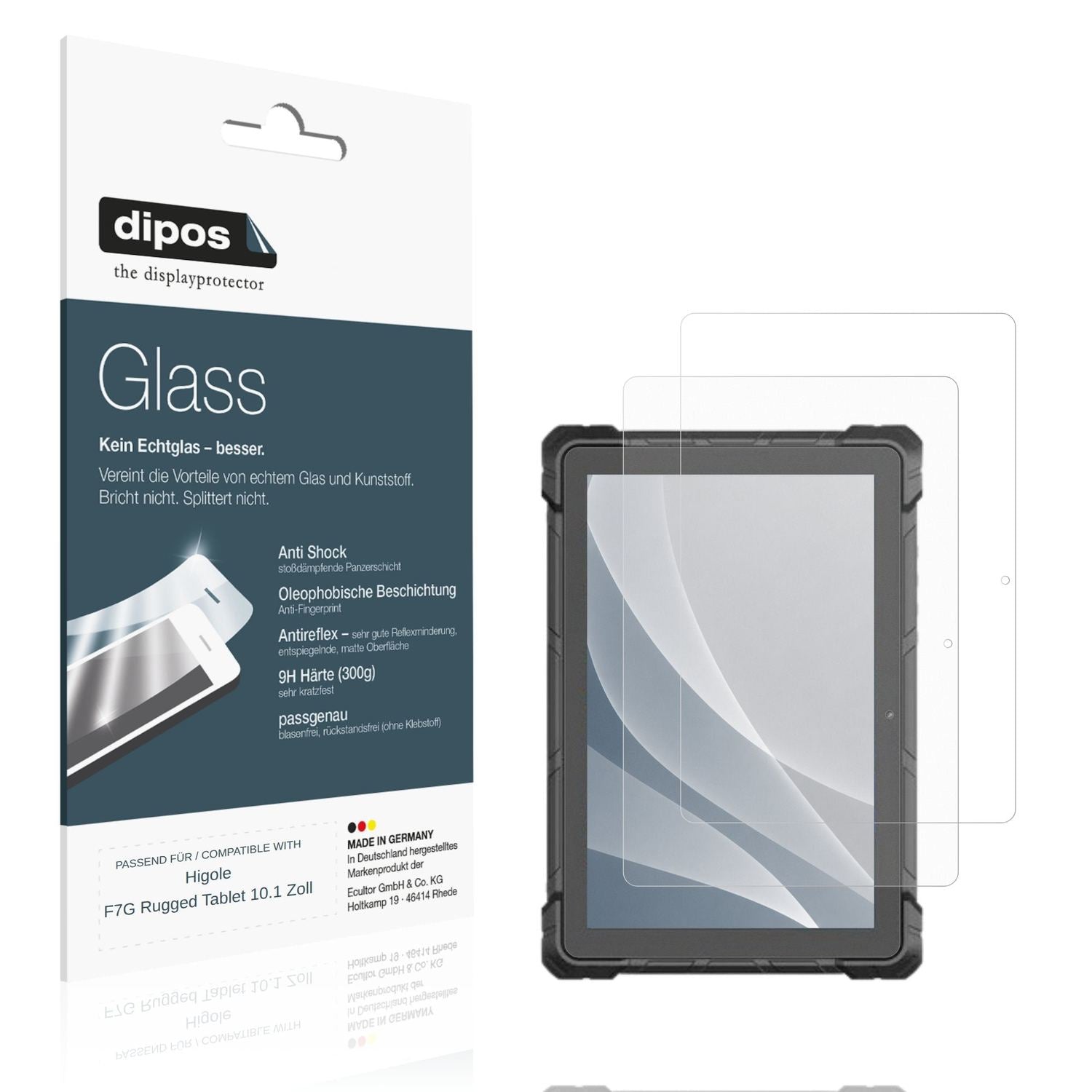 Matte Displayschutzfolie von dipos passend für Higole F7G Rugged Tablet 10.1 Zoll, 9H kratzfest und blasenfrei montiert