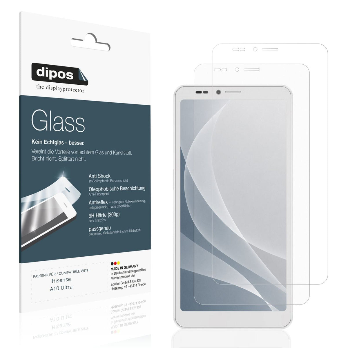 Matte Displayschutzfolie von dipos passend für Hisense A10 Ultra, 9H kratzfest und blasenfrei montiert