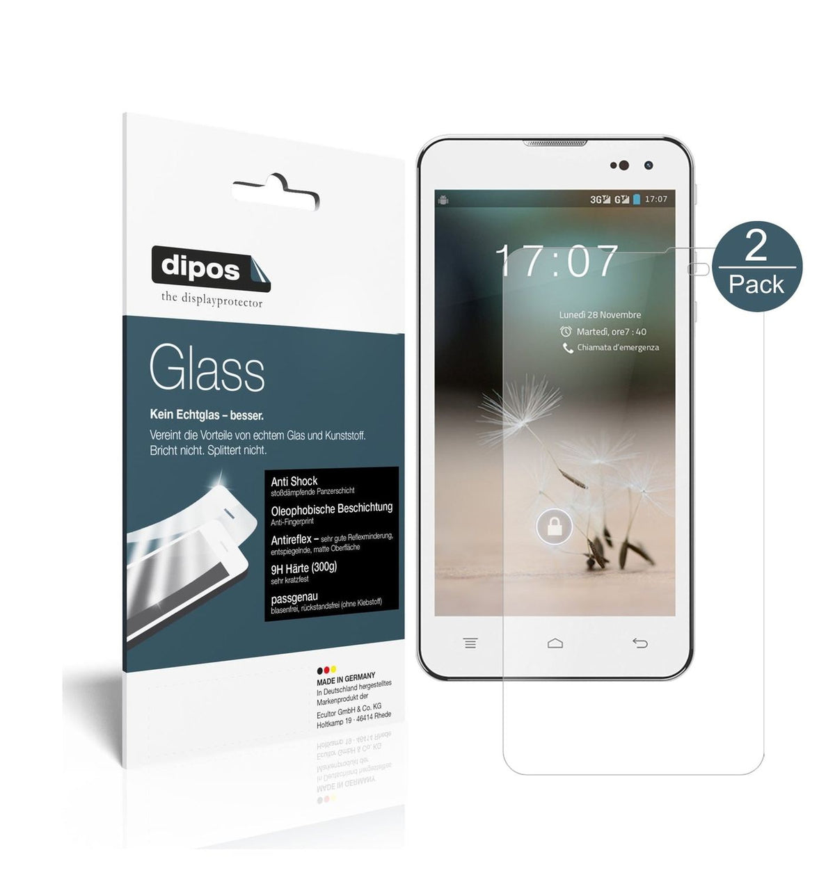 Matte Displayschutzfolie von dipos passend für Hisense HS-U971AE, 9H kratzfest und blasenfrei montiert