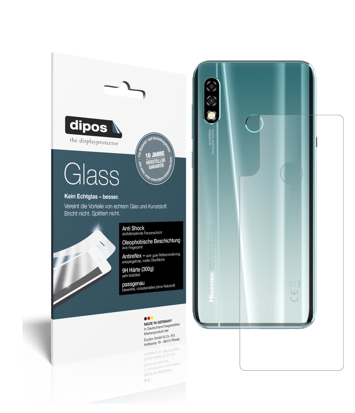 Matte Displayschutzfolie von dipos passend für Hisense Infinity H30 Rückseite, 9H kratzfest und blasenfrei montiert