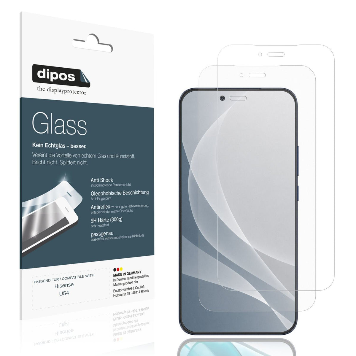 Matte Displayschutzfolie von dipos passend für Hisense U54, 9H kratzfest und blasenfrei montiert